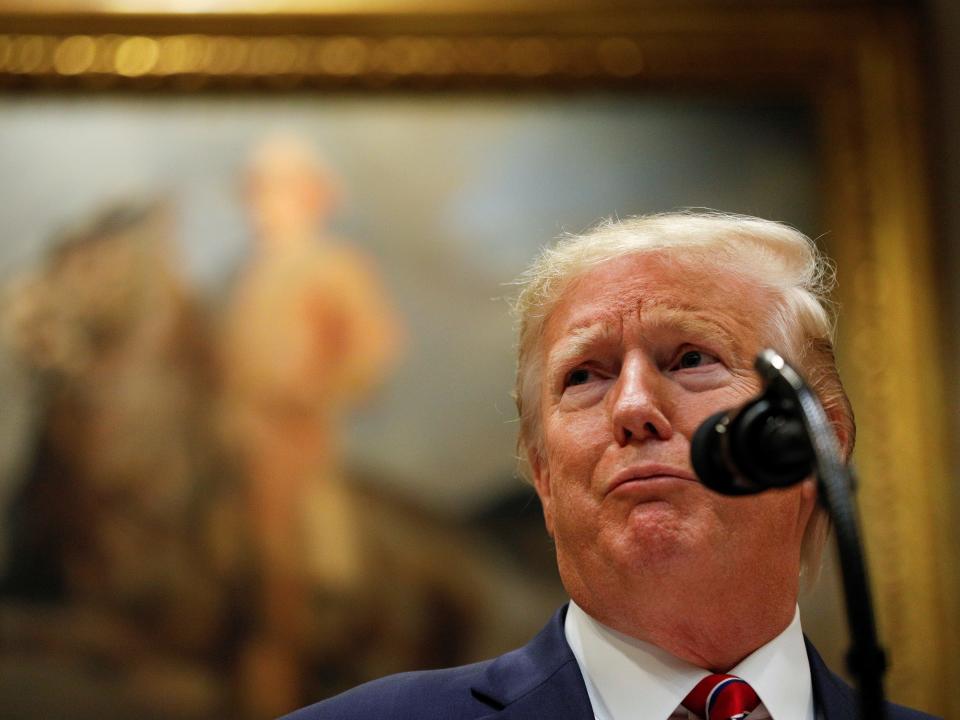 FILE PHOTO: U.S. President Donald Trump delivers remarks on honesty and transparency in healthcare prices inside the Roosevelt Room at the White House in Washington, U.S., November 15, 2019. REUTERS/Tom Brenner