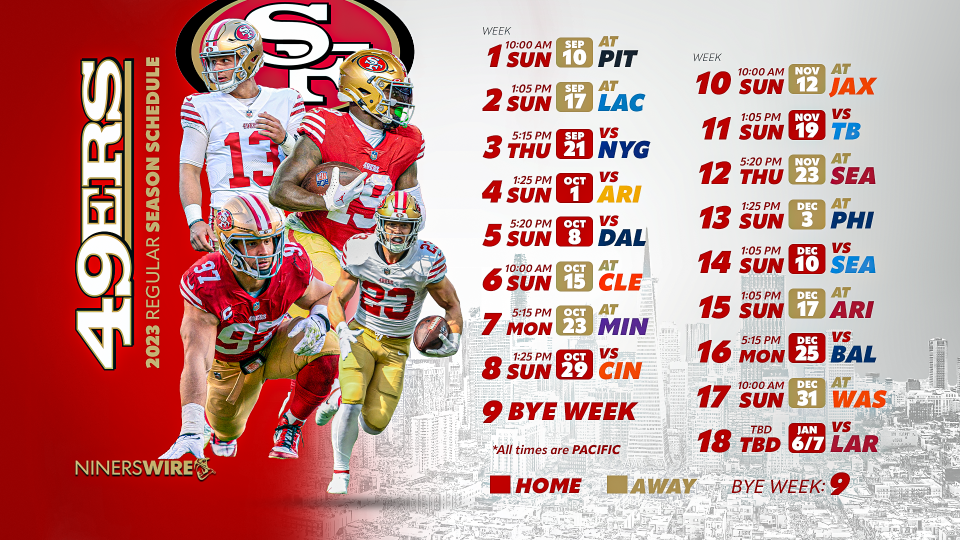 49ers 2023 schedule Game dates, times and tickets