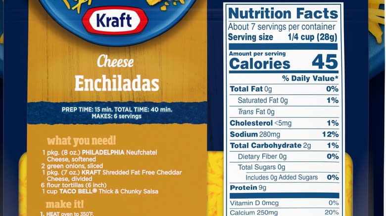Kraft Cheddar Cheese label