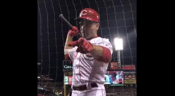 Joey Votto’s heckler did not win the battle. (Screen shot)