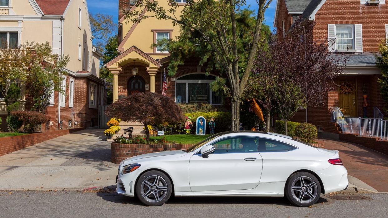 Mercedes-Benz Coupe parked on the street in Bay Ridge, Brooklyn, New York, USA.