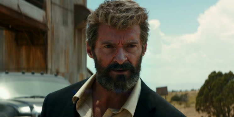 Hugh Jackman looking for a fight in Logan [Image via 20th Century Fox]