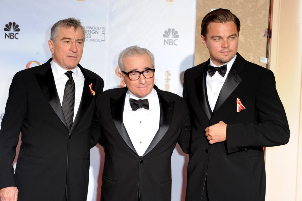 (L-R) Robert De Niro, Martin Scorsese and Leonardo DiCaprio