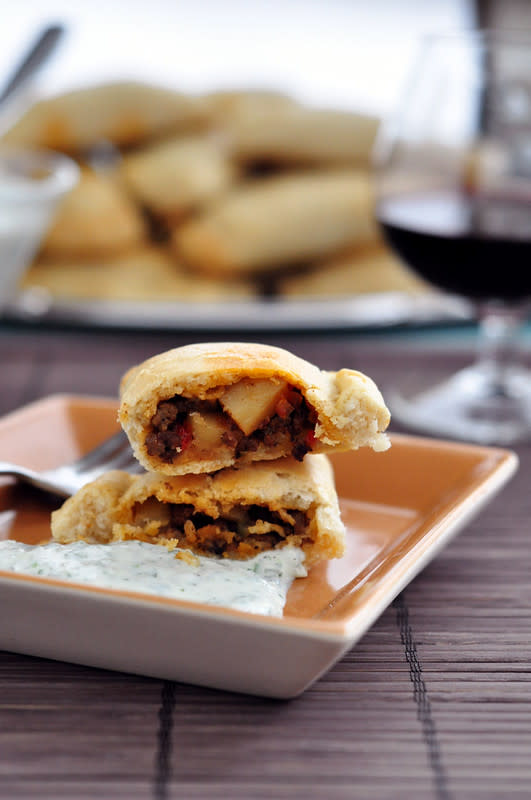 <p>The Candid Appetite</p><p>These empanadas are filled with garlic, ground beef, potatoes, olives and veggies.</p><p><strong>Get the recipe:</strong> <a href="https://www.thecandidappetite.com/beef-and-potato-empanadas/" rel="nofollow noopener" target="_blank" data-ylk="slk:Beef and Potato Empanadas;elm:context_link;itc:0;sec:content-canvas" class="link ">Beef and Potato Empanadas</a></p><p><strong>Related:</strong> <a href="https://parade.com/232985/vianneyrodriguez/9-easy-latin-recipes-to-transform-your-thanksgiving-leftovers/" rel="nofollow noopener" target="_blank" data-ylk="slk:9 Easy Latin Recipes to Transform Your Thanksgiving Leftovers;elm:context_link;itc:0;sec:content-canvas" class="link "><strong>9 Easy Latin Recipes to Transform Your Thanksgiving Leftovers</strong></a></p>