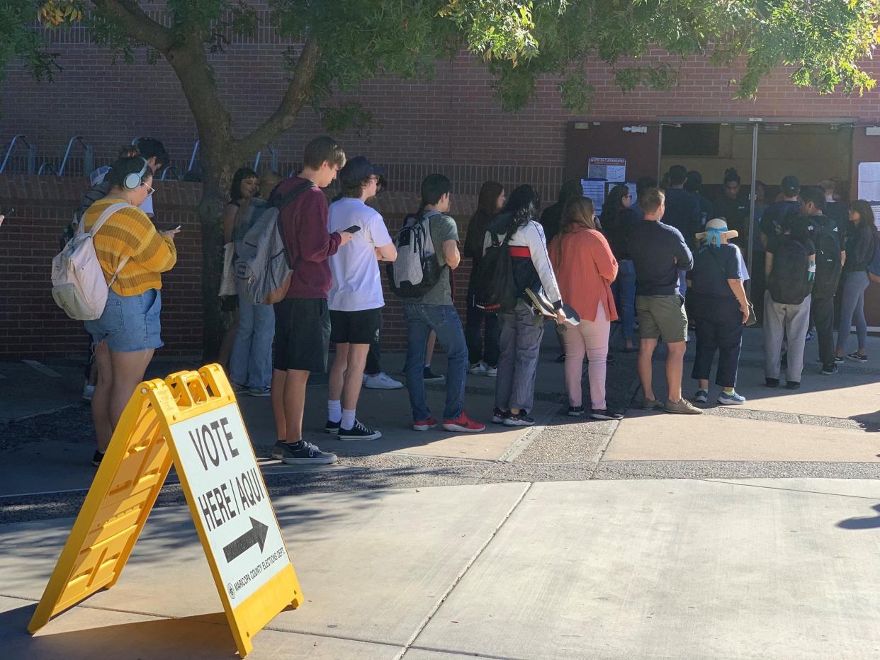 Arizona State University students line up to vote on Nov. 8, 2022.