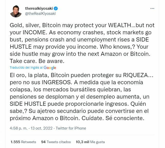 Bitcoin Tuit sobre las alternativas de inversión en el mercado