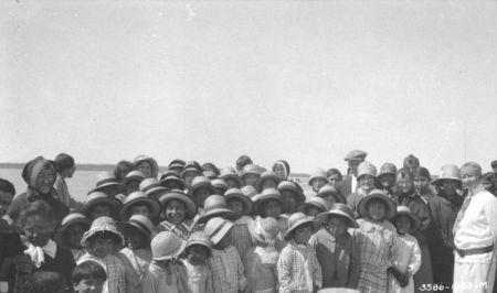 Students assemble in formal attire outside the Fort Resolution Indian Residential School in Fort Resolution, Northwest Territories in a 1928 archive photo. REUTERS/J.F. Moran/Library and Archives Canada/PA-102519/handout via Reuters