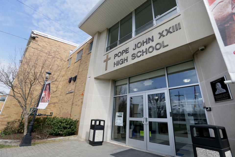 Pope John XXIII Regional High School, in Sparta, is seen on April 11, 2019.