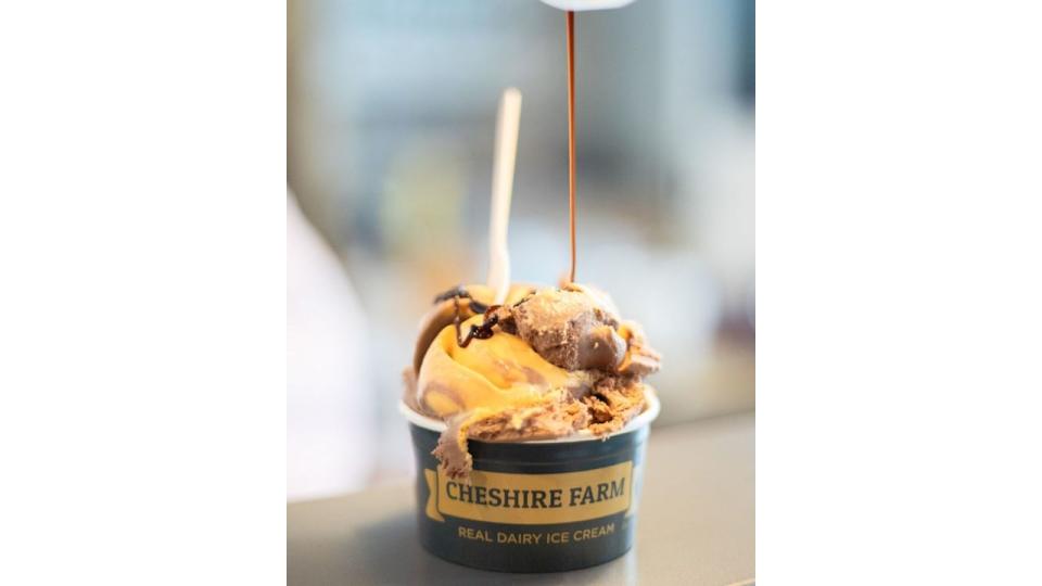 Ice cream from Cheshire Farm sits in a tub