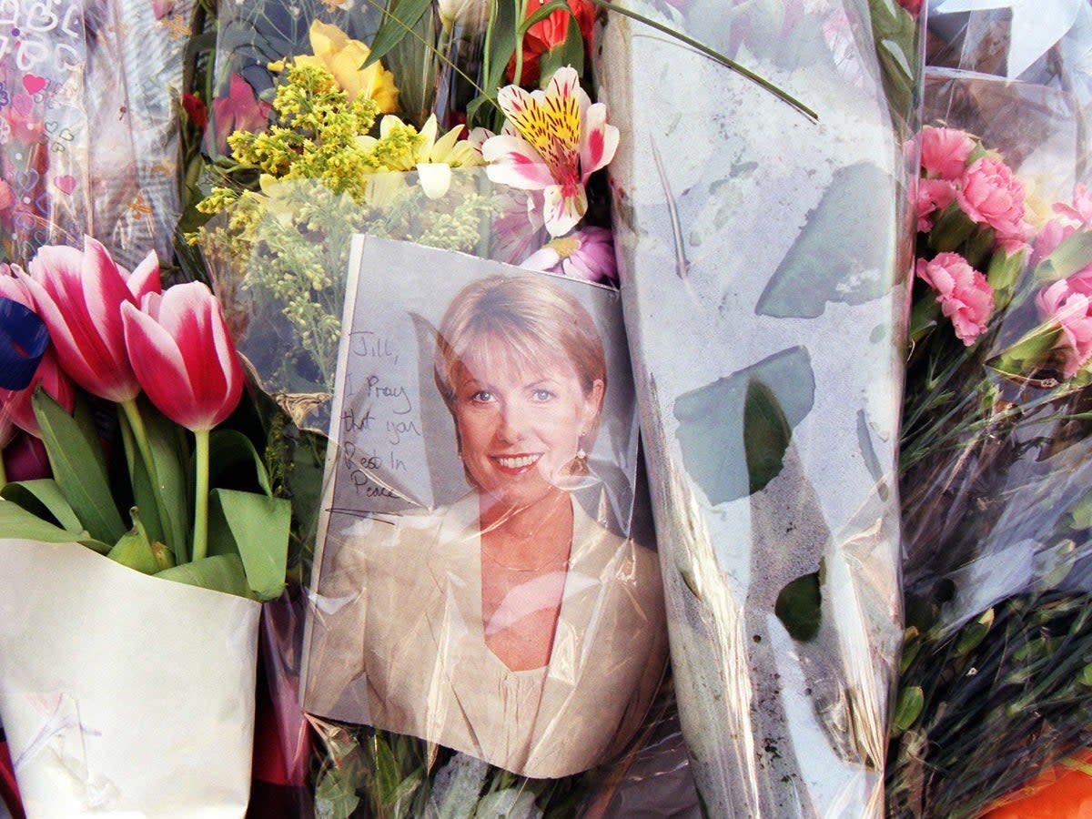 Floral tributes left near Jill Dando's home after her murder (Fiona Hanson/PA Archive/PA Images)