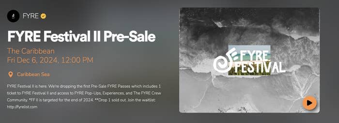 fyre ticket pre sale