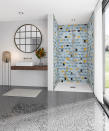 <p> &apos;Introducing a color pop into a shower enclosure is a simple way to elevate your bathroom d&#xE9;cor from plain and simple to bold and modern.&apos; says Helen Dennett, marketing communications manager for Mermaid Panels. </p> <p> &apos;Particularly effective in white or neutral bathrooms which allows the bold shower enclosure to be a striking focal point of the room with plenty of personality. A vibrant geometric pattern looks cool and contemporary when paired with black accessories to draw attention to the detail of the pattern.&apos; </p>