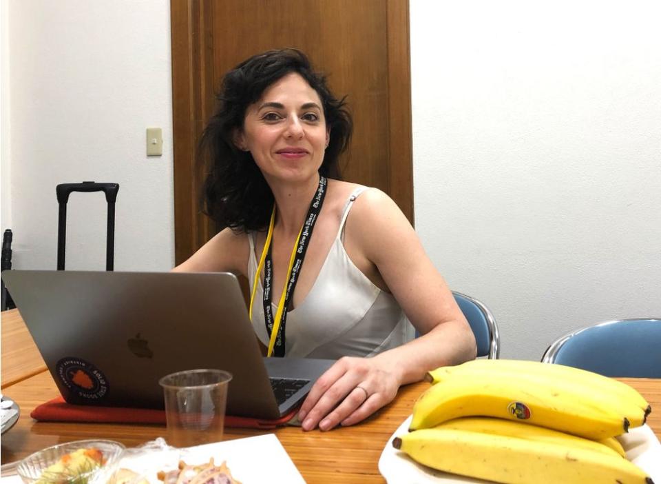 New York Times reporter Annie Karni on duty with the White House press pool following President Trump during his state visit to Japan | Shannon Pettypiece