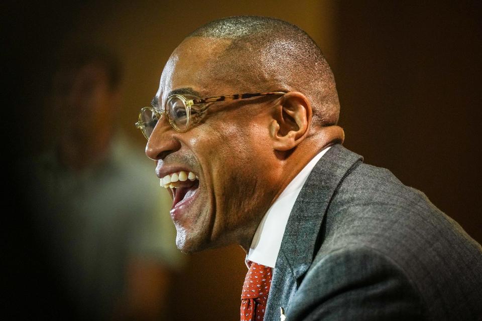 New Texas men's basketball coach Rodney Terry was all smiles Tuesday as he was introduced as the 26th head coach in program history. He agreed to the five-year, $15.3 million contract Monday, his 55th birthday. “I was hoping for the Final Four for a birthday present,” Terry said with a laugh.