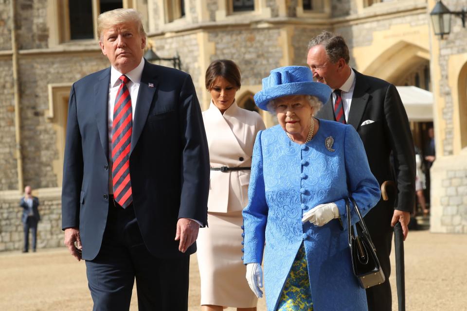 President Trump and the Queen, with First Lady Melania Trump behind, during a visit to the UK in July 2018 [Photo: PA]                                                                                                                                                                                                                                                                                                                                              