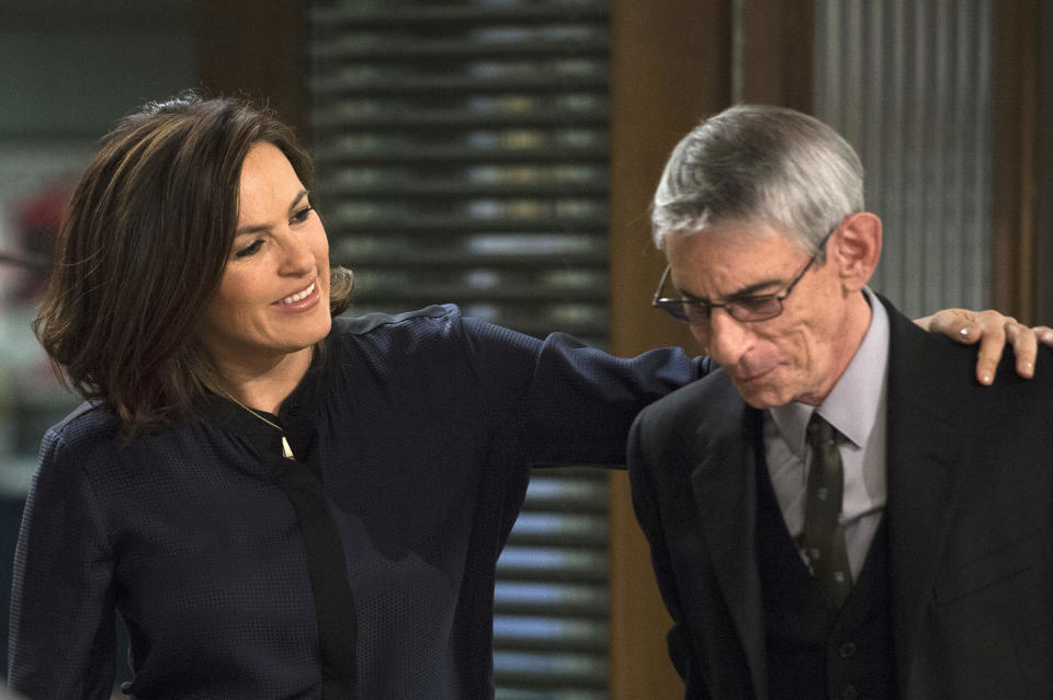 Mariska Hargitay, left, as Sgt. Olivia Benson, and Richard Belzer as Special Investigator John Munch in an episode of 