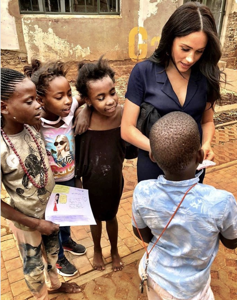 Meghan Markle pictured during her visit to Victoria Park, Johannesburg yesterday. [Photo: @SussexRoyal]