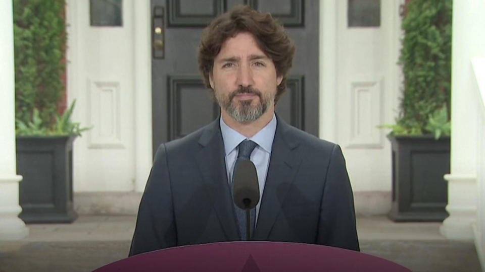 Canadian Prime Minister Justin Trudeau paused for 25 seconds when asked about Donald Trump. Source: Reuters