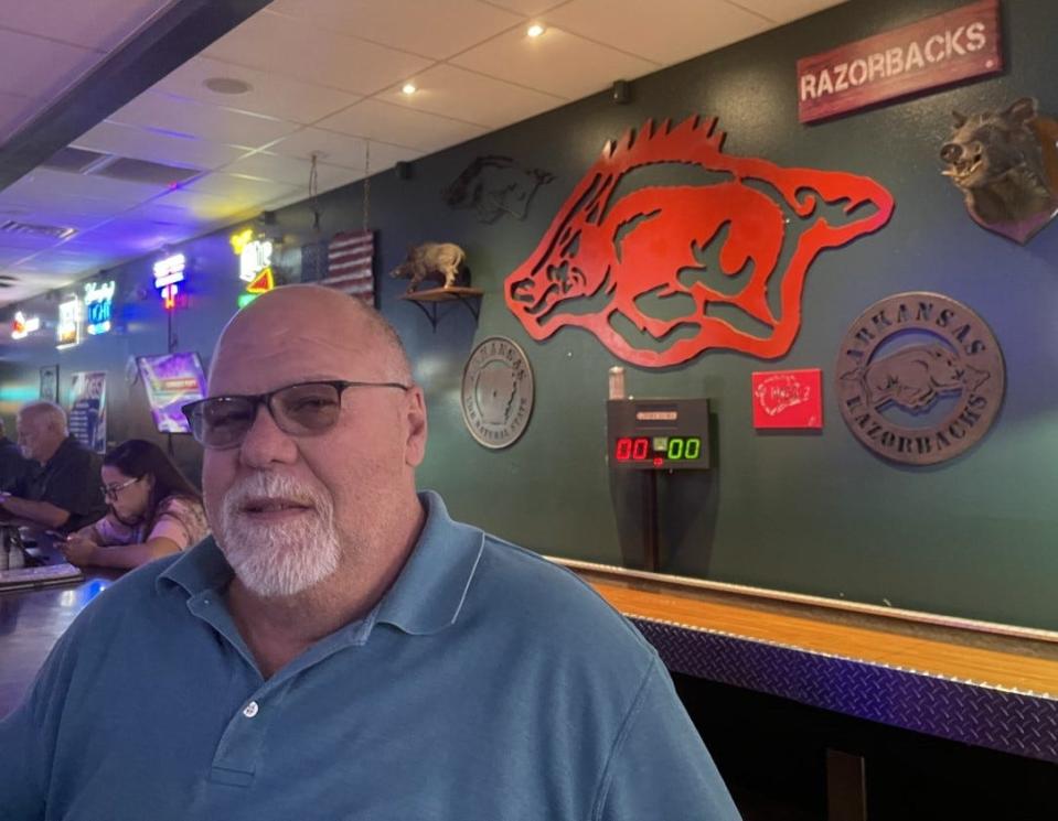 Tim McNally, general manager at Papa's Pub & Pizzaria in Fort Smith is ready for football season and so will be The Hogzilla.