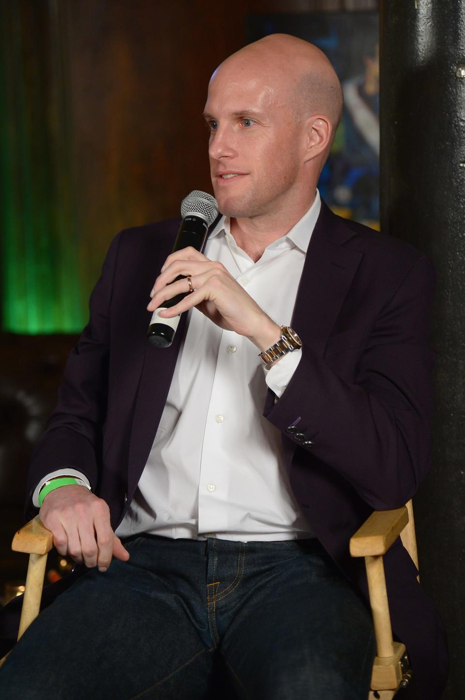 Grant Wahl speaks on a panel discussion at the 2014 Kicking + Screening Soccer Film Festival New York, presented by Budweiser, on April 8, 2014 in New York City.