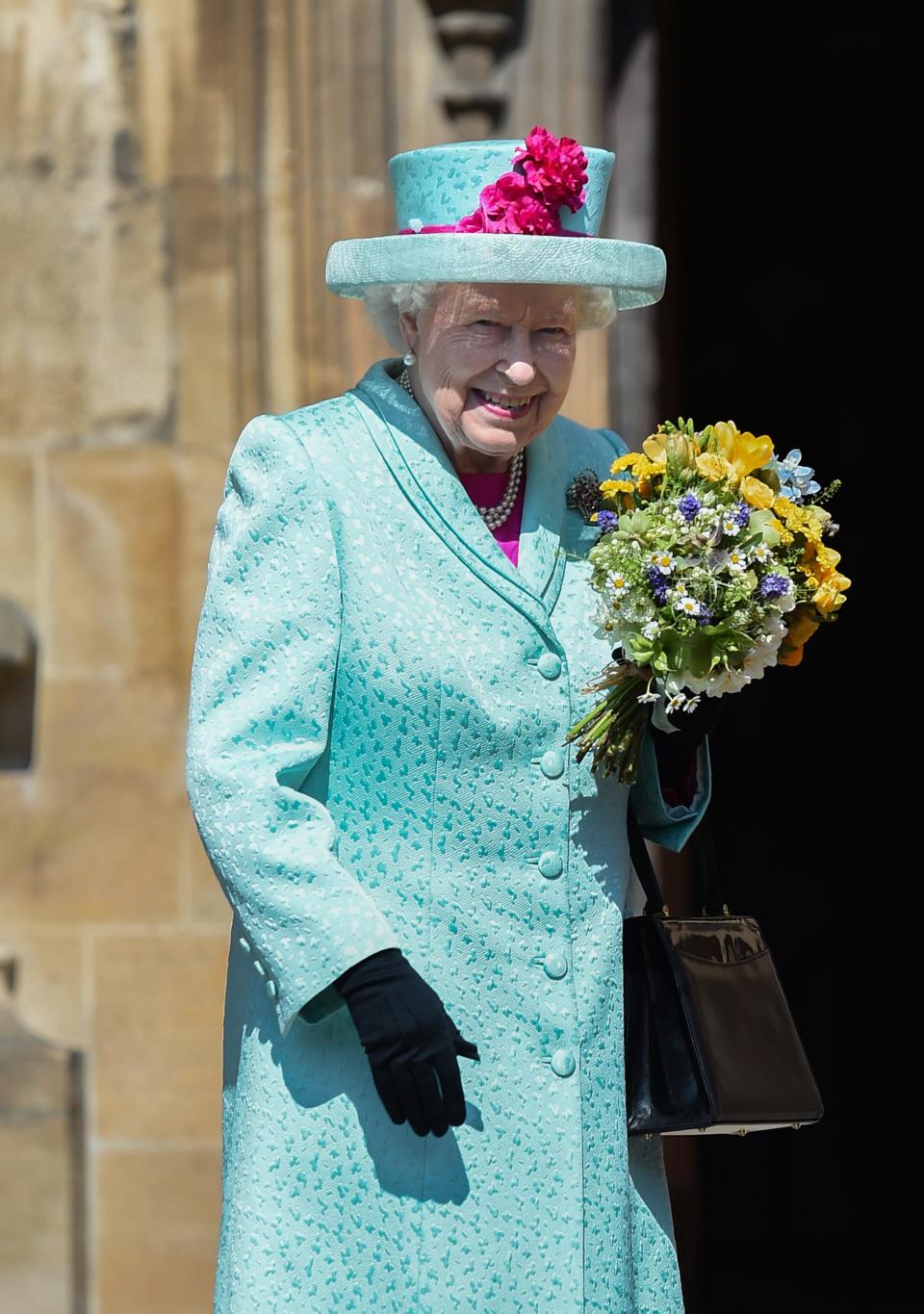 Queen Elizabeth II departs the Easter Sunday service at St George's Chapel on April 21, 2019