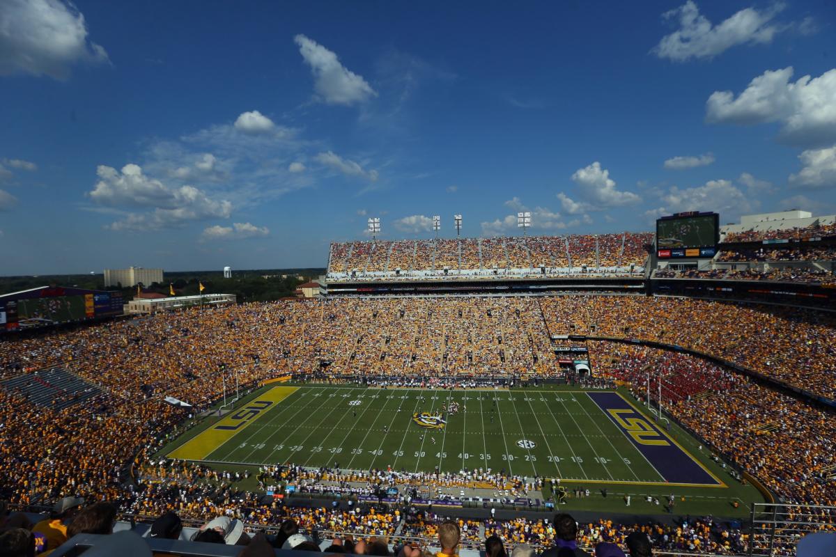 lsu football stadium at night