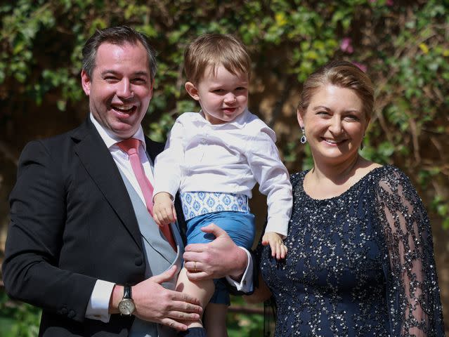 <p>Arnold Jerocki/WireImage</p> Prince Guillaume, Prince Charles and Princess Stephanie on April 29, 2023