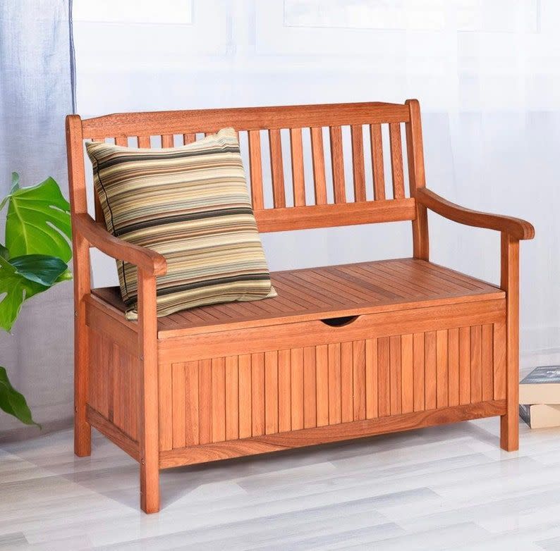 7) Wooden Outdoor Storage Bench