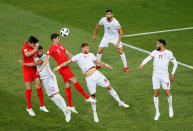 <p>John Stones puts a his head on the ball but England are furstrated again </p>