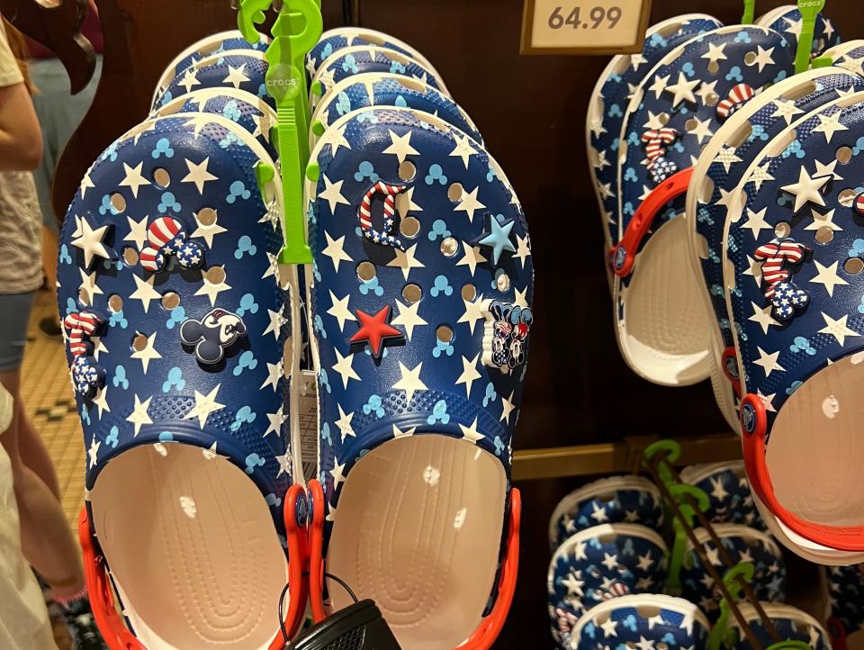 american flag patterned crocs at disney world