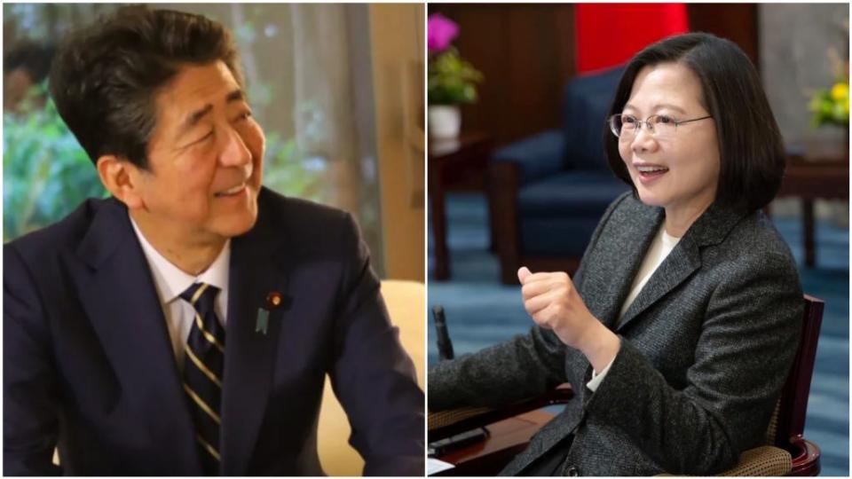 矢板明夫認為，蔡英文出席日本前首相安倍晉三國葬機會只有10％。（圖／翻攝自安倍晉三推特及蔡英文臉書）