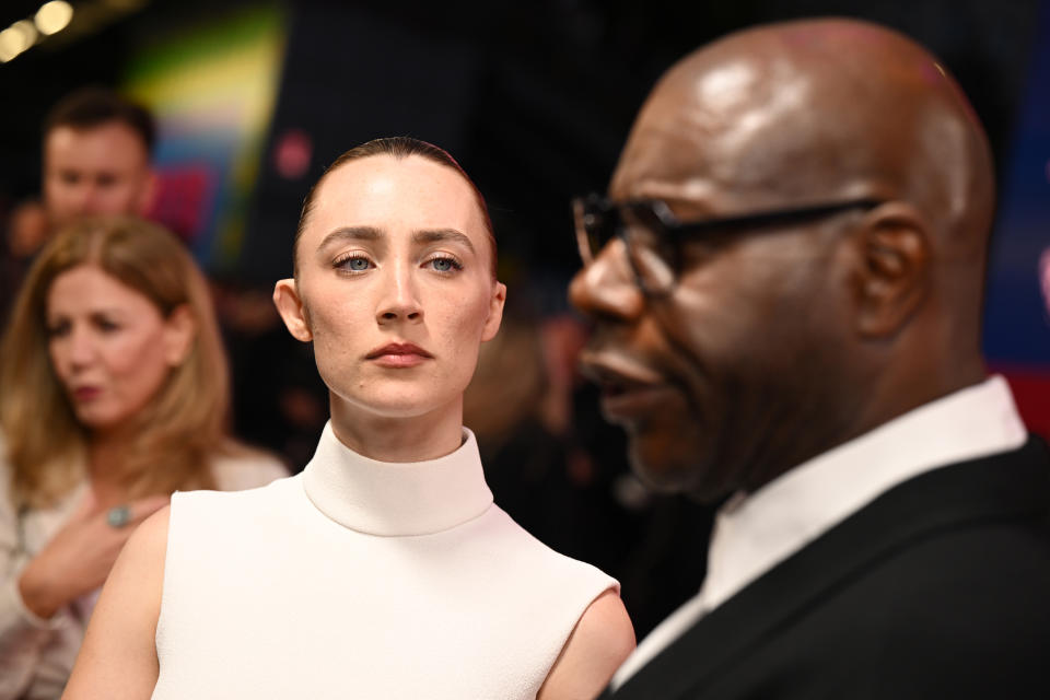 <p>Saoirse Ronan with director Steve McQueen at the film's world premiere. (Getty Images for BFI)</p>
