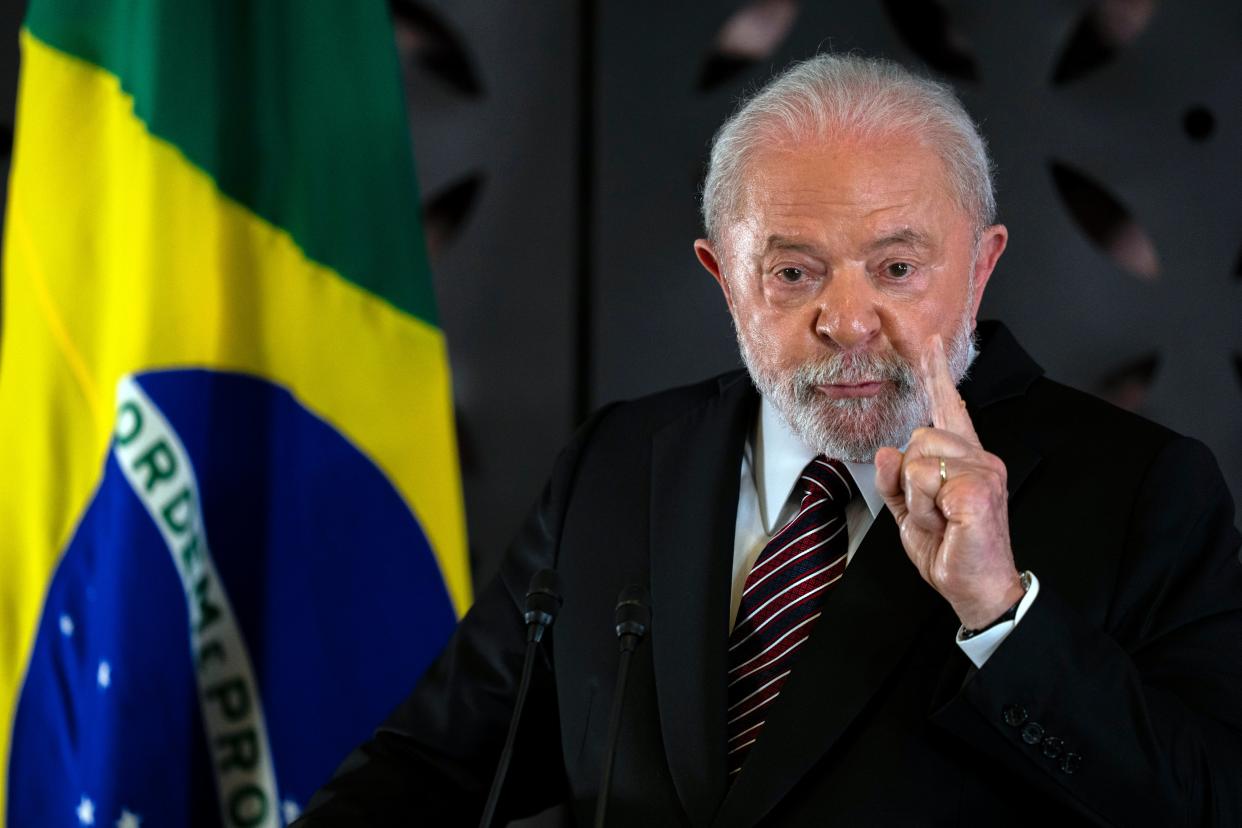 Brazilian President Luiz Inacio Lula da Silva speaks during a news conference after attending the Group of Seven nations summit (Copyright 2023 The Associated Press. All rights reserved)