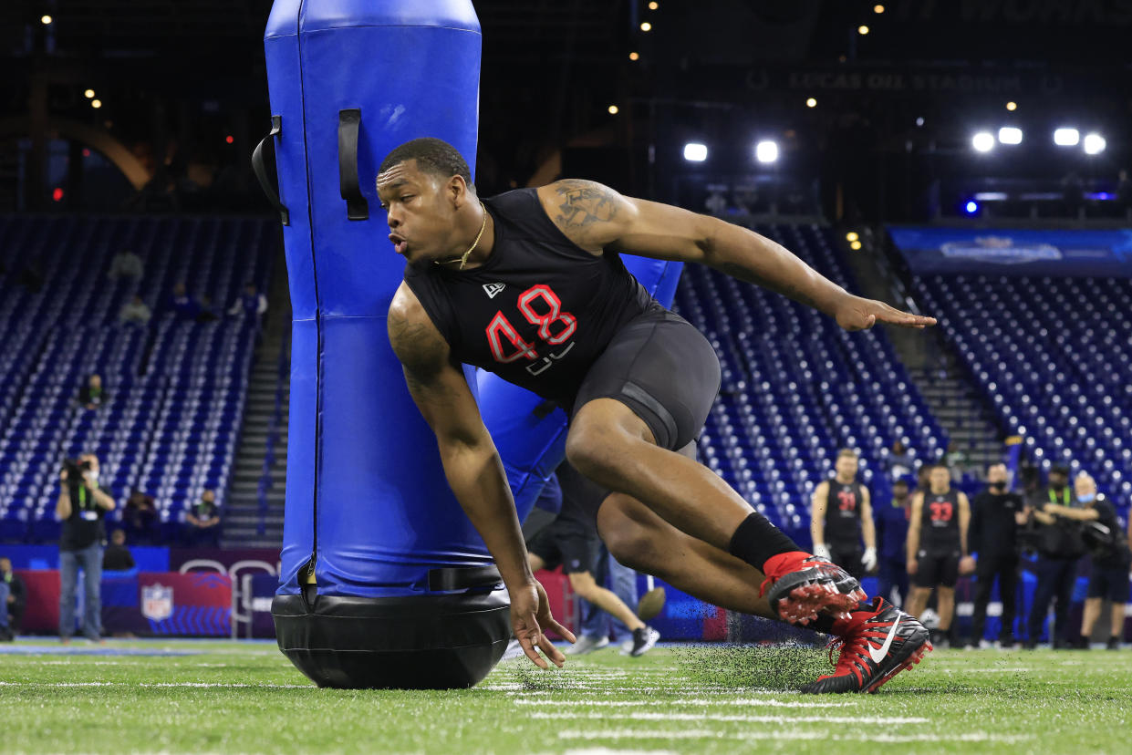 Georgia DL Travon Walker turned in a huge performance at the NFL Combine, a big reason why he could be drafted No. 1 overall. (Photo by Justin Casterline/Getty Images)