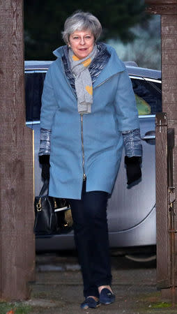 Britain's Prime Minister Theresa May arrives at church, near High Wycombe, Britain, January 20, 2019. REUTERS/Hannah McKay