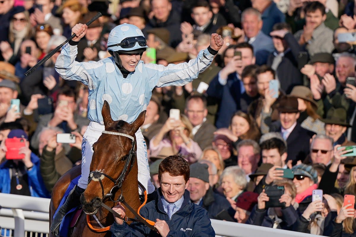 Rachael Blackmore and Honeysuckle win Mares’ Hurdle at 2023 Cheltenham Festival  (Getty Images)