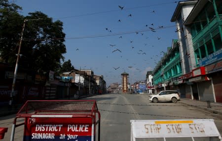 View of a deserted road during restrictions in Srinagar