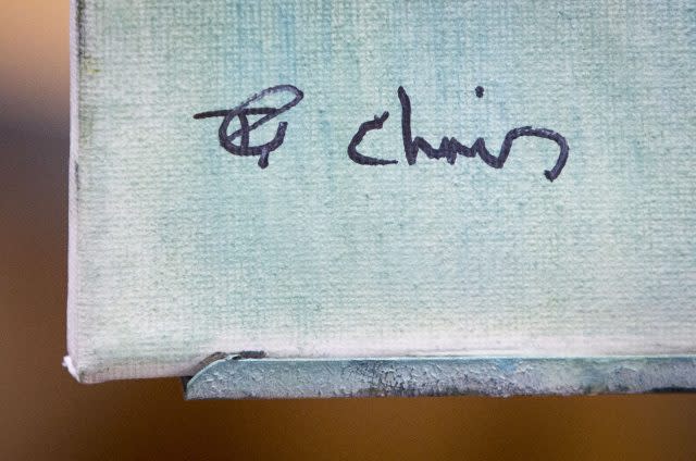 The signatures of  Jeremy Corbyn and artist Chris Ellerton (Danny Lawson/PA)