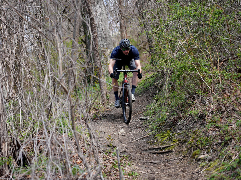 cane creek invert gravel bike suspension fork being ridden