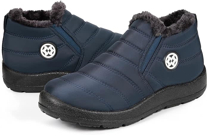 navy blue and black winter boots for women