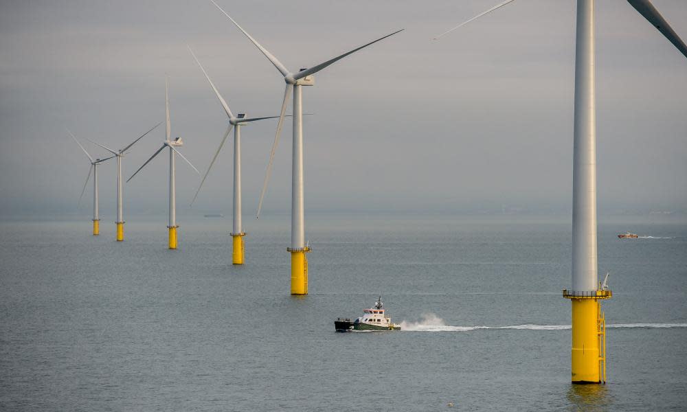 The first turbine at the £1.3bn Rampion windfarm