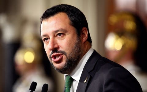 Matteo Salvini, the leader of the hard-Right League, could become interior minister in the new coalition government - Credit: Alessandro Bianchi/Reuters