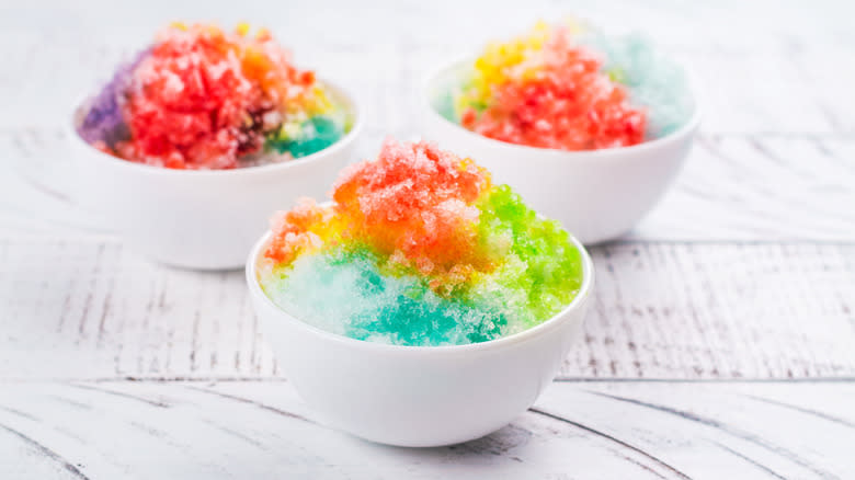 Snow cones with different flavors