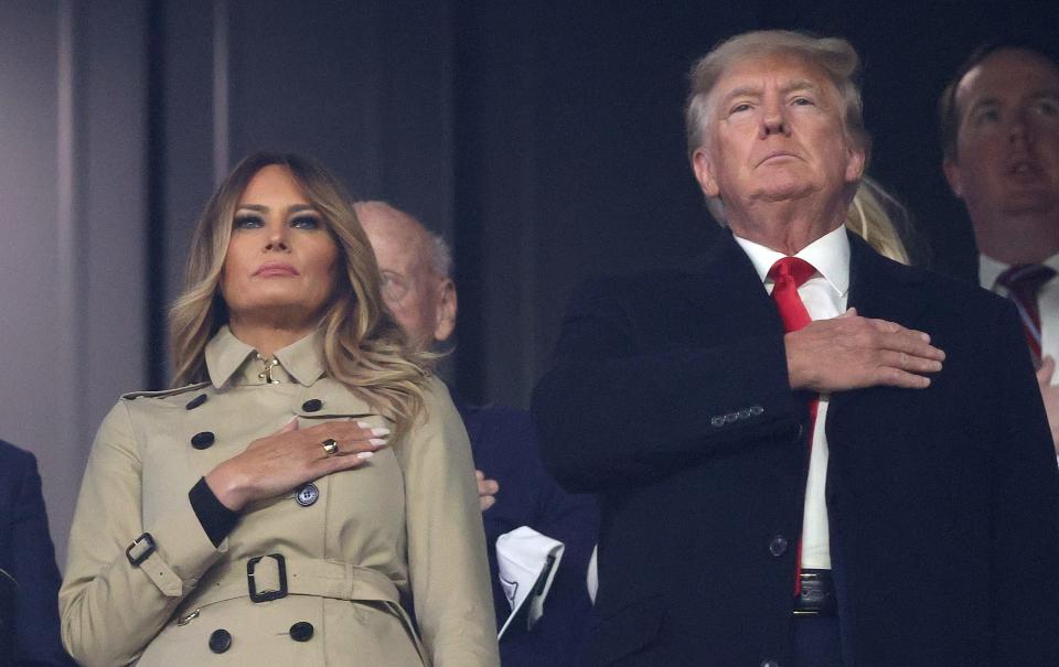 Donald Trump and Melania Trump at an Astros game