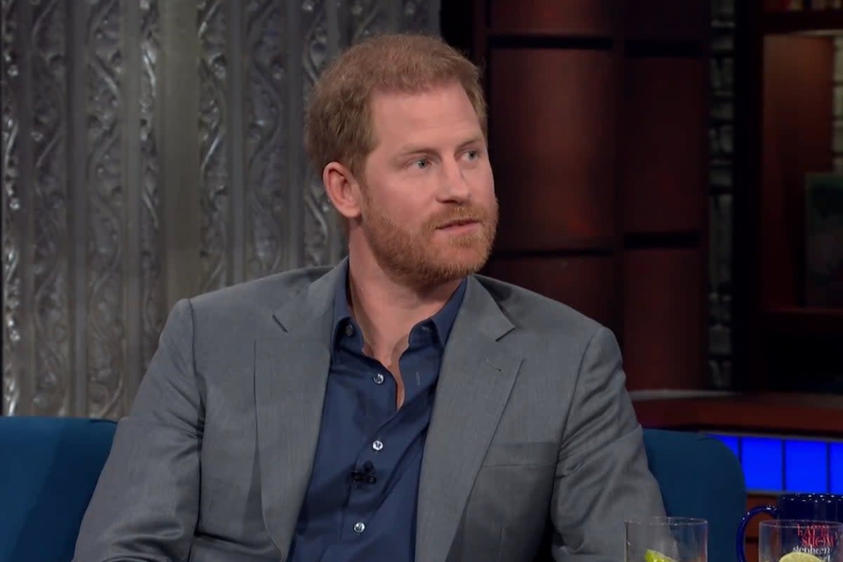 Prince Harry was interviewed by Stephen Colbert on US TV this week  (Handout)
