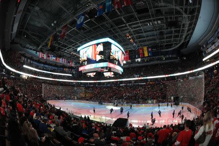 Sep 29, 2016; Toronto, Ontario, Canada; A general view as the teams take the ice before game two of the World Cup of Hockey final between Team Canada and Team Europe at Air Canada Centre. Mandatory Credit: Dan Hamilton-USA TODAY Sports