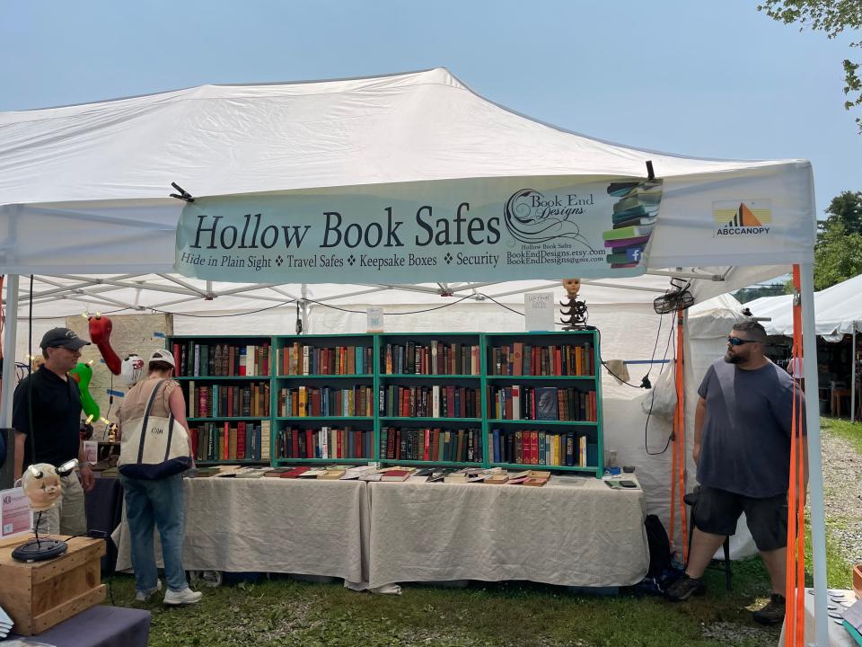 Hollow Book Safes, proprietor Steve Foote (right) at Shelton Acres