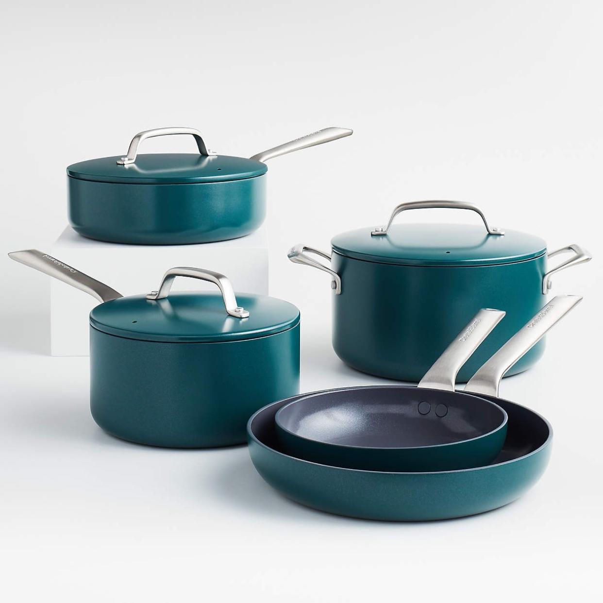 <p>EvenCook Ceramic Cookware Set</p><p>crateandbarrel.com</p><p>$319.96</p><p><a href="https://go.redirectingat.com?id=74968X1596630&url=https%3A%2F%2Fwww.crateandbarrel.com%2Fcrate-and-barrel-evencook-ceramic-deep-teal-ceramic-nonstick-8-piece-cookware-set-with-bonus%2Fs151587&sref=https%3A%2F%2Fwww.goodhousekeeping.com%2Fcooking-tools%2Fa26078798%2Fbest-ceramic-cookware%2F" rel="nofollow noopener" target="_blank" data-ylk="slk:Shop Now;elm:context_link;itc:0;sec:content-canvas" class="link rapid-noclick-resp">Shop Now</a></p><span class="copyright">crateandbarrel.com</span>