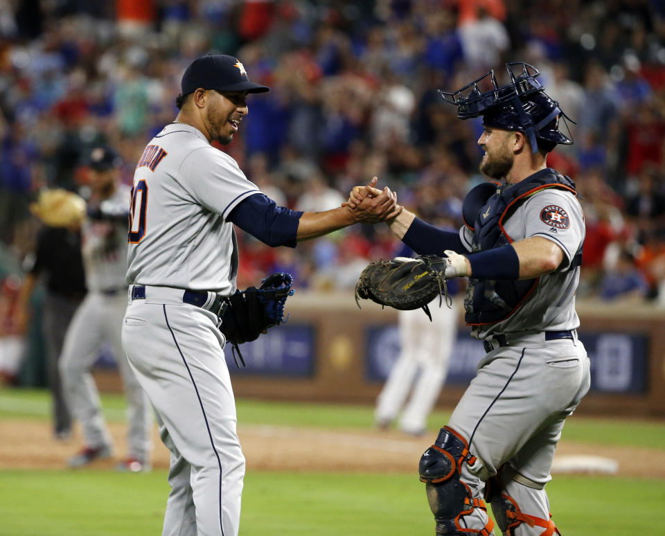 Hector Rondon is getting save chances for the Houston Astros. We examine the closing landscape around baseball. (AP Photo/Michael Ainsworth)