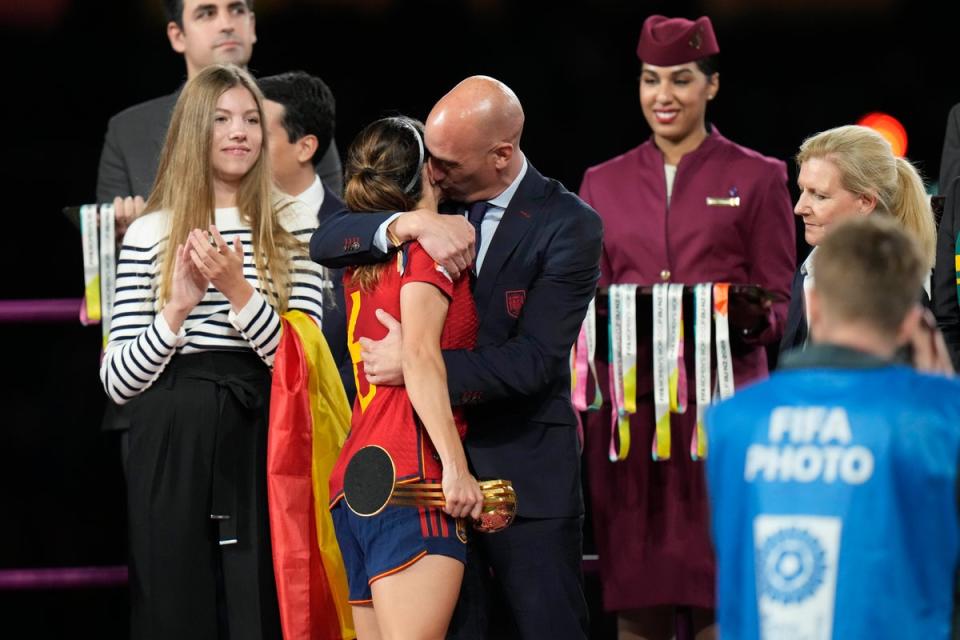 Rubiales’ conduct after the World Cup final was criticised (AP)